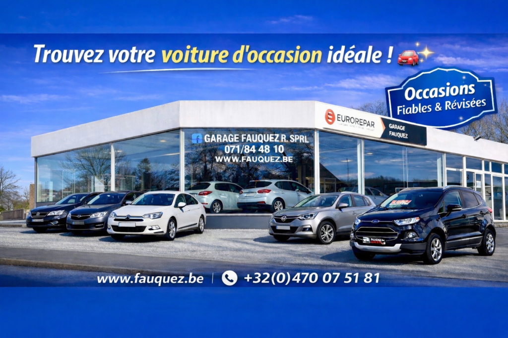 Le showroom du Garage Fauquez et ses véhicules à Pont-à-Celles